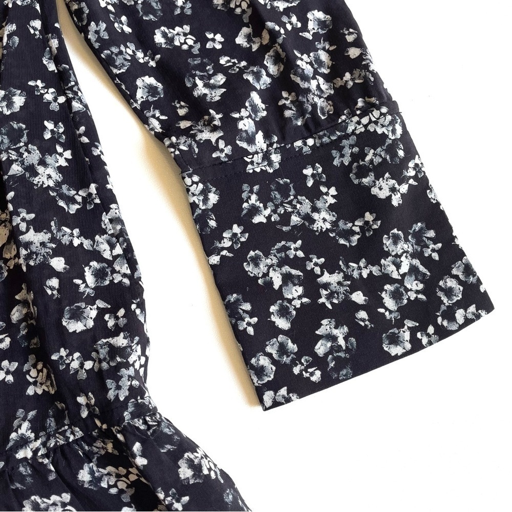MICHAEL stars black floral long sleeve peplum dress size small - Picture 9 of 12